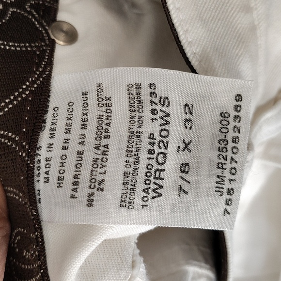 Wrangler Q-baby Altered Crop Denim Jeans Size 7 8 White No Gap Waist - Picture 8 of 10